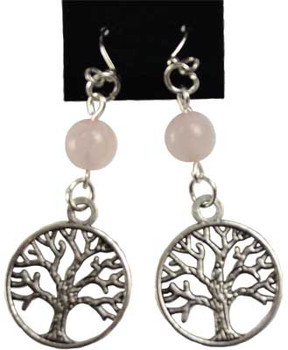 Rose Quartz Tree Of Life Earrings