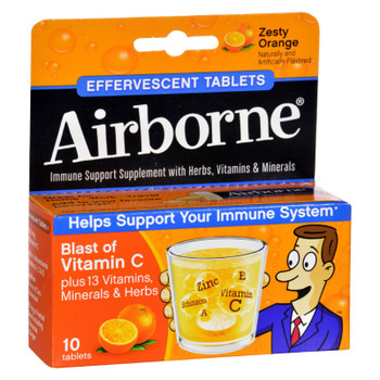 Airborne - Effervescent Tablets With Vitamin C - Zesty Orange - 10 Tablets