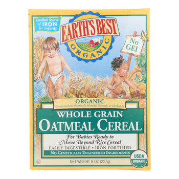 Earth's Best Organic Whole Grain Oatmeal Infant Cereal - Case Of 12 - 8 Oz.