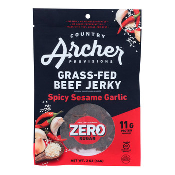 Country Archer - Beef Jerky Spicy Ses Gar Zero - Case Of 12-2 Oz