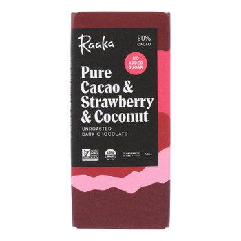 Raaka Chocolate - Bar Cacao Strawberry Coconut - Case Of 12-1.8 Oz