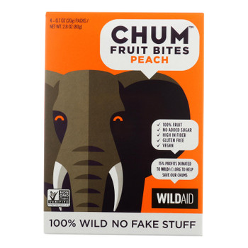 Chum Fruit Bites - Fruit Bites Peach 4pk - Case Of 6-2.8 Oz