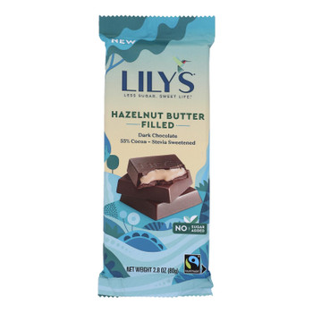 Lilys - Bar Dark Chocolate 55% Hazelnut - Case Of 12-2.8 Oz