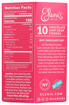 Elenis Cookies Chocolate Chip Box - Case of 6 - 3.500 OZ