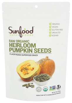 Sunfood Superfoods Pumpkin Seeds Heirlom Org - 8.000 OZ