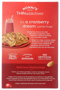 Nonnis Thins Cranberry Almond - Case of 6 - 4.440 OZ