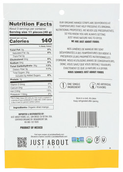 Just About Foods Mango Strips Dried - Case of 6 - 4.000 OZ