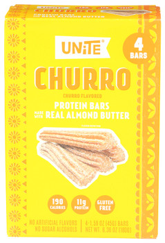 Unite Bar Protein Churro 4pc - Case of 6 - 6.360 OZ