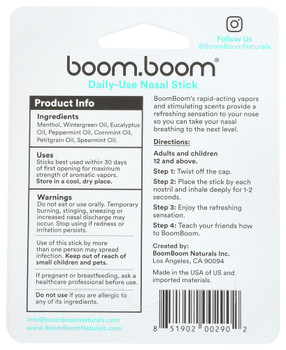 Boomboom Naturals Inhaler Nasal Wntrmnt 1pk - Case of 6 - 1.000 EA