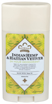 Nubian Heritage Deodorant Ind Hemp Vetivr - Case of 3 - 2.250 OZ