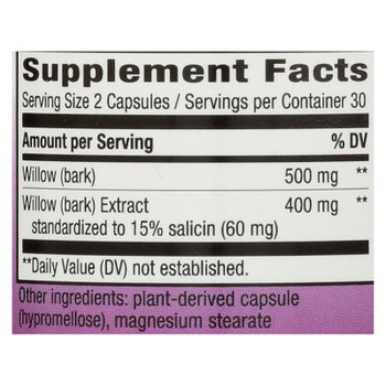 Nature's Way - White Willow Bark - 300 Mg - 60 Capsules