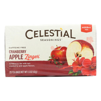 Celestial Seasonings Herbal Tea Caffeine Free Cranberry Apple Zinger - 20 Tea Bags - Case Of 6