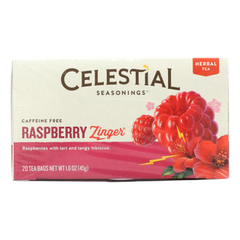 Celestial Seasonings Herbal Tea Caffeine Free Raspberry Zinger - 20 Tea Bags - Case Of 6