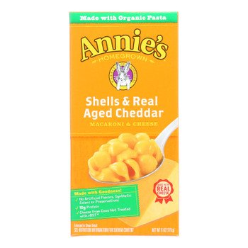 Annies Homegrown Macaroni And Cheese - Organic - Shells And Real Aged Cheddar - 6 Oz - Case Of 12