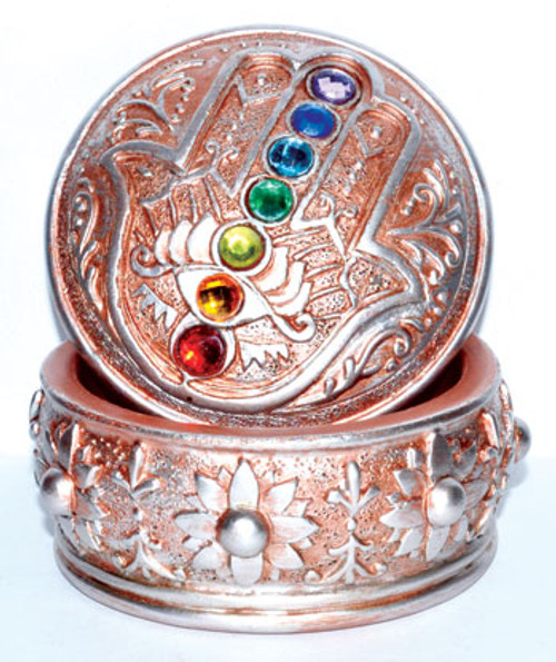 3" Hamsa W Chakra Stones Box 3" Hamsa W Chakra Stones Box