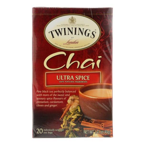 Twining's Tea Chai - Ultra Spice - Case Of 6 - 20 Bags