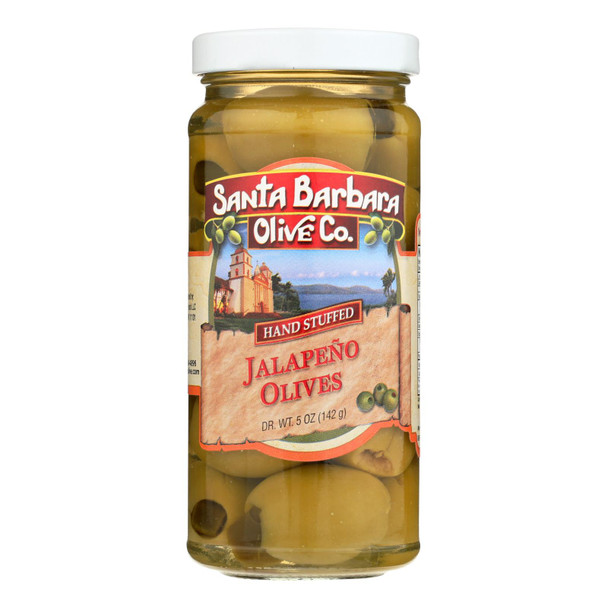 Santa Barbara Stuffed Olives - Jalapeno - Case Of 6 - 5 Oz.