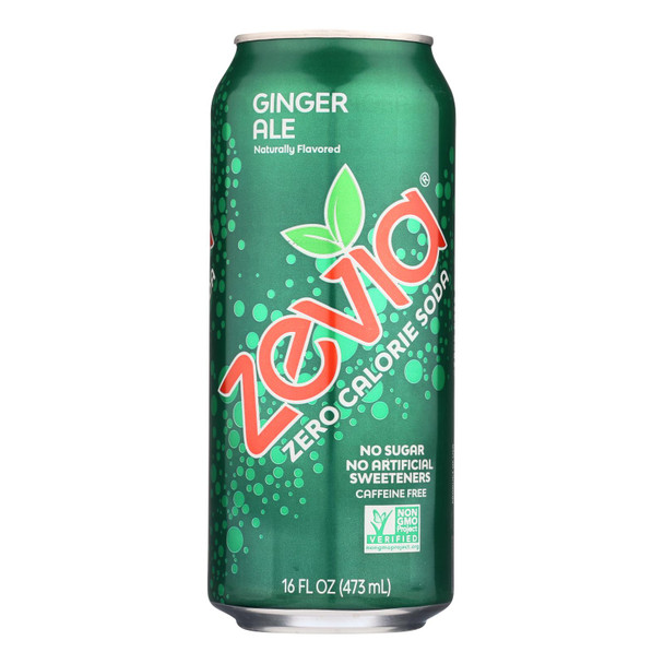 Zevia Soda - Zero Calorie - Ginger Ale - Tall Girls Can - 16 Oz - Case Of 12
