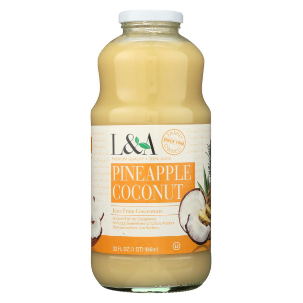 L And A Juice - Pineapple Coconut - Case Of 6 - 32 Fl Oz.