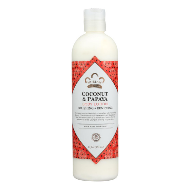 Nubian Heritage Lotion - Coconut And Papaya - 13 Oz