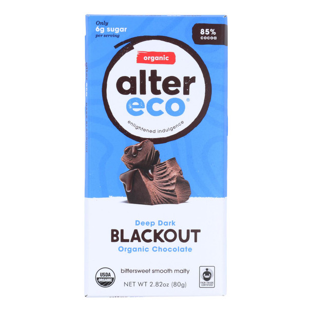 Alter Eco Americas Organic Chocolate Bar - Dark Blackout - 2.82 Oz Bars - Case Of 12