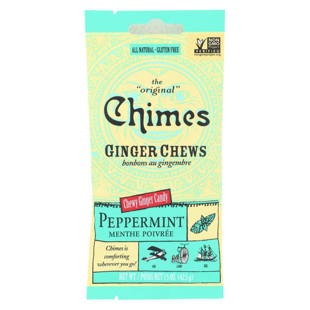 Chimes Ginger Chews - Peppermint - Case Of 12 - 1.5 Oz