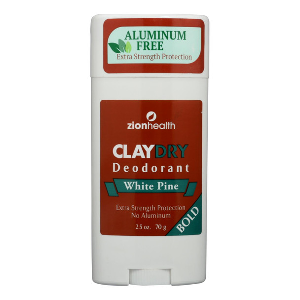 Zion Health Claydry Silk Deodorant - White Pine - 2.5 Oz