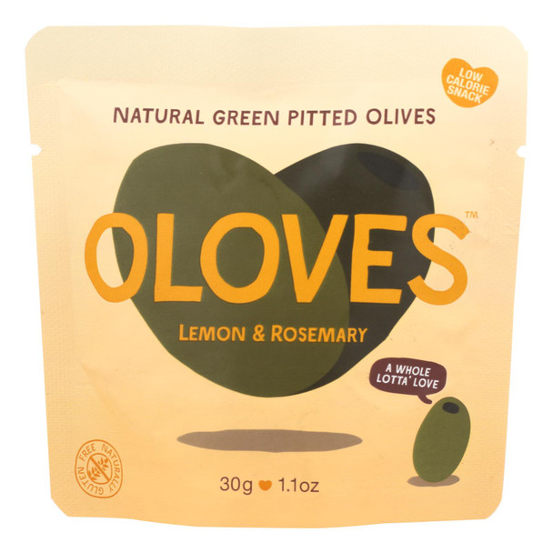 Oloves Green Pitted Olives - Lemon And Rosemary - Case Of 10 - 1.1 Oz.