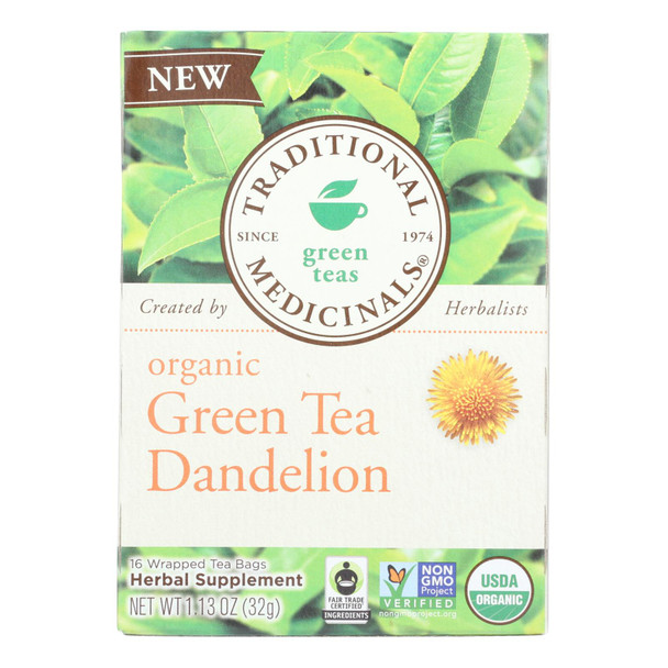 Traditional Medicinals Tea - Organic - Green Tea - Dandeln - 16 Ct - 1 Case