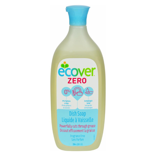 Ecover Dish Soap - Liquid - Zero - Fragrance Free - 25 Fl Oz - 1 Case