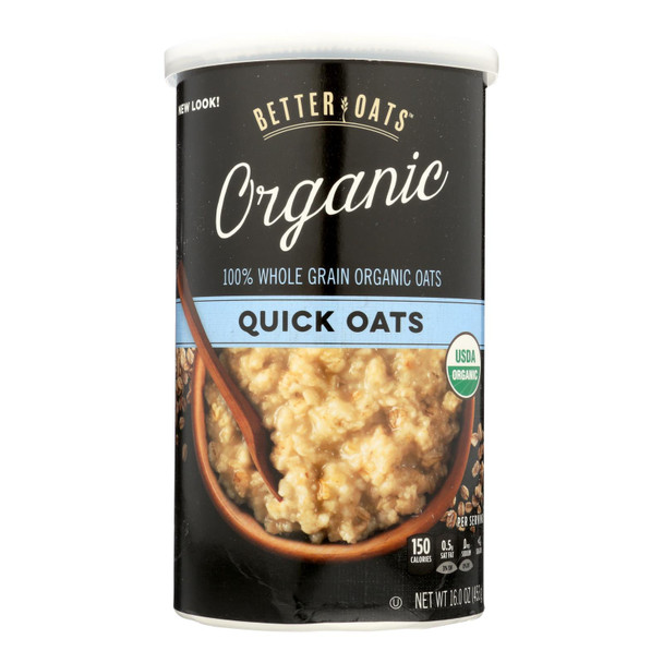 Better Oats Organic Cereal - Quick Oats - Case Of 12 - 16 Oz.