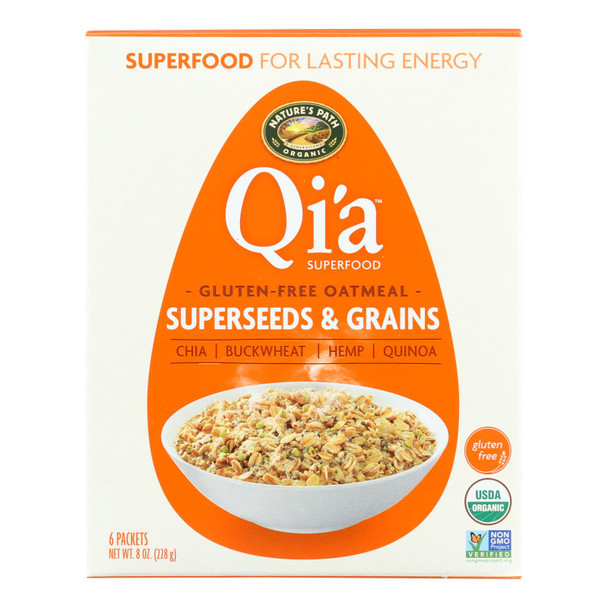 Nature's Path Organic Qi'a Superfood Hot Oatmeal - Superseeds And Grains - Case Of 6 - 8 Oz.
