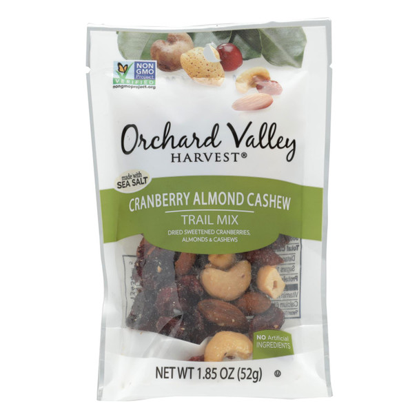 Orchard Valley Harvest Cranberry Cashew Trail Mix - Almond - Case Of 14 - 1.85 Oz.