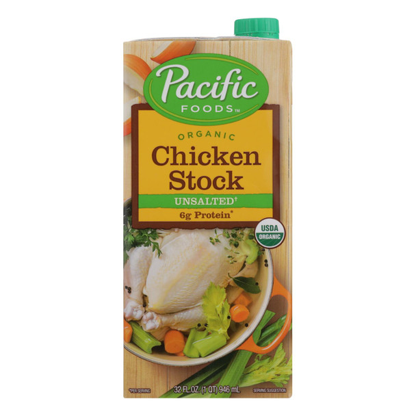 Pacific Natural Foods Simply Stock - Chicken - Unsalted - Case Of 12 - 32 Fl Oz.
