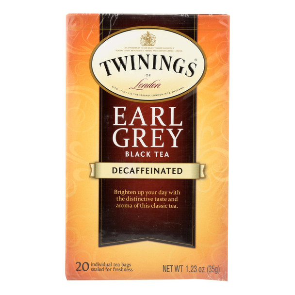 Twining's Tea Earl Grey Tea - Decaffeinated - Case Of 6 - 20 Bags