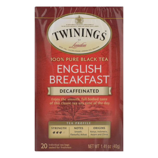 Twining's Tea Breakfast Tea - English Decaffeinated - Case Of 6 - 20 Bags