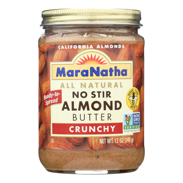 Maranatha Natural Foods Almond Butter - No Stir - Crunch - Case Of 6 - 12 Oz