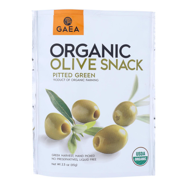 Gaea Olives - Organic - Green - Snack Pk - Case Of 8 - 2.3 Oz