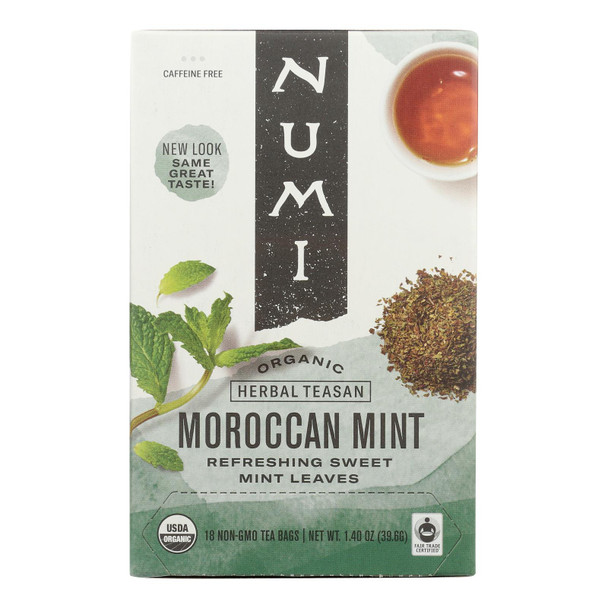 Numi Organic Tea Moroccan Mint - 18 Tea Bags - Case Of 6