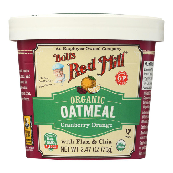 Bob's Red Mill - Oatmeal Cup - Organic Cranberry Orange - Gluten Free - Case Of 12 - 2.47 Oz