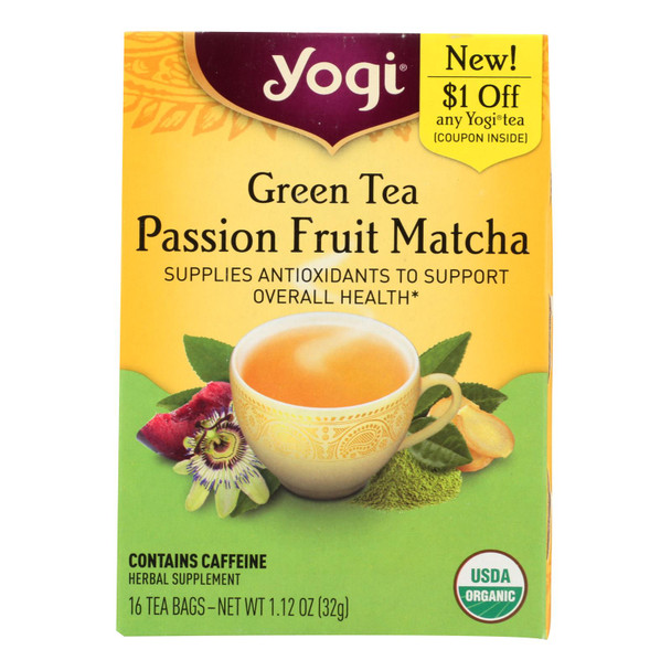 Yogi Tea - Organic - Green - Passionfruit Matcha - Case Of 6 - 16 Bag
