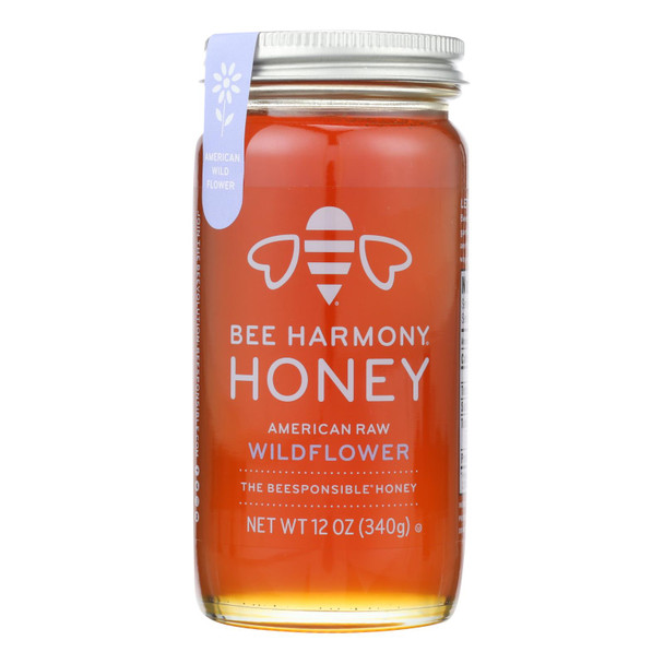 Bee Harmony - Honey - American Raw Wildflower - Case Of 6-12 Oz.
