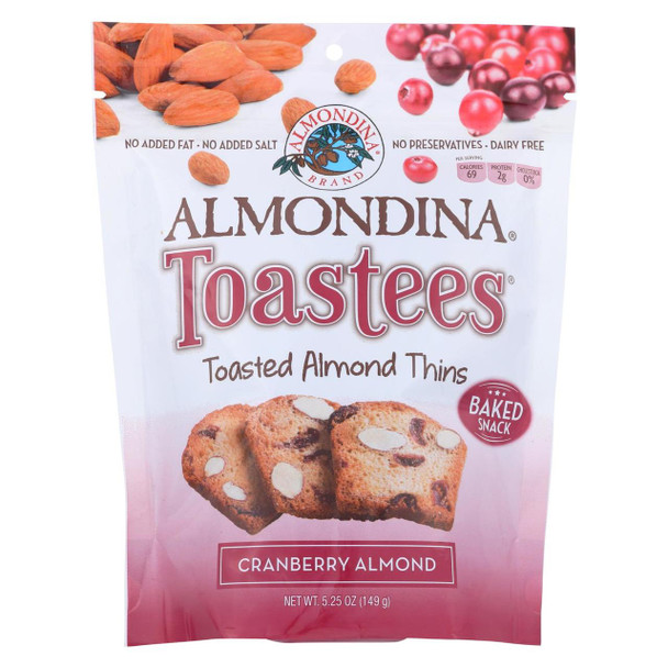 Almondina - Toastees - Toasted Almond Thins - Cranberry Almond - Case Of 12 - 5.25 Oz.