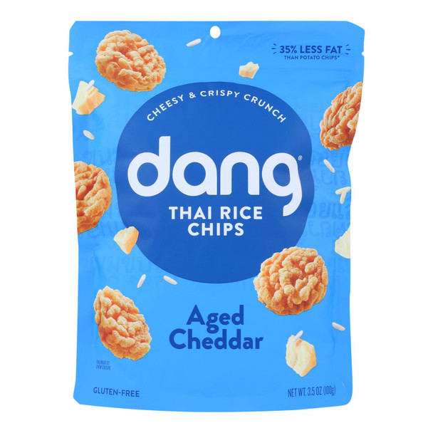 Dang - Sticky Rice Chips - Aged Cheddar - Case Of 12 - 3.5 Oz.