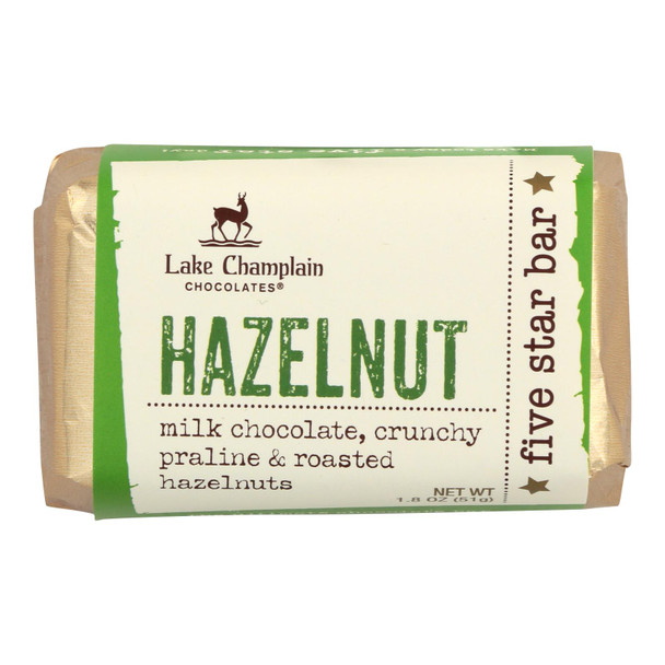 Lake Champlain Chocolates Hazelnut Five Star Bars  - Case Of 16 - 1.8 Oz
