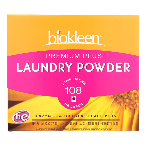 Biokleen Laundry Powder Premium Plus Stain Lifting Enzyme Formula - 5 Lbs