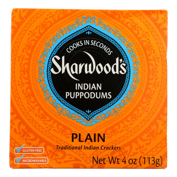Sharwood Plain Traditional Indian Crackers - Case Of 12 - 4 Oz