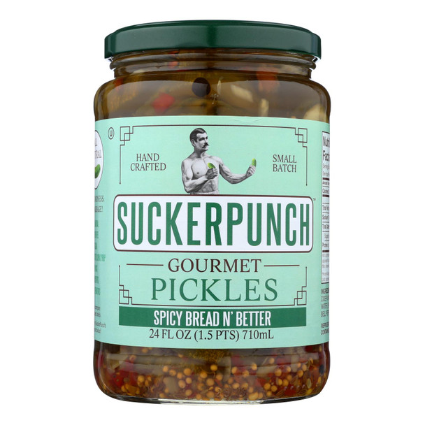 Suckerpunch Spicy Bread N' Better Gourmet Pickles  - Case Of 6 - 24 Fz