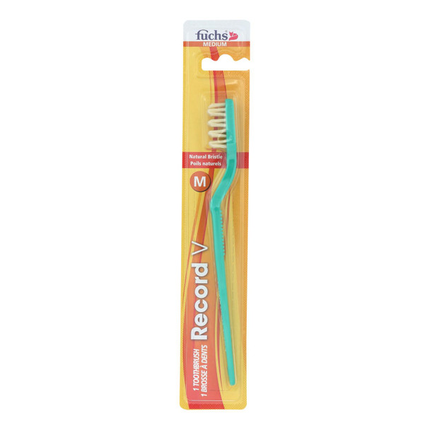 Fuchs Natural Bristle Toothbrush - Medium Green - Case Of 12 - Ct