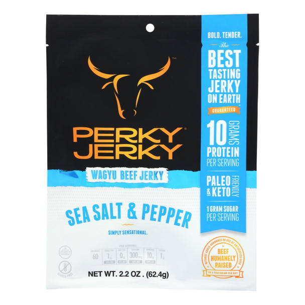 Perky Jerky - Wagyu Beef Jerky Salt Pepper - Case Of 8 - 2.02 Oz